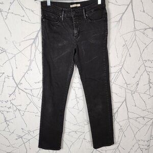 Levi's Black Wash Stretch Denim High Rise 314 Shaping Straight Leg Jeans